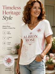 Women's England Printed V-neck off-shoulder short-sleeved T-shirt