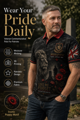 Men's Short-Sleeve Polo Shirt With Vintage Veteran Commemorative Print