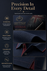 Men's Vintage Military-Style Graphic Short-Sleeve Polo Shirt