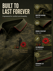 Men's Vintage Military-Style Graphic Short-Sleeve Polo Shirt