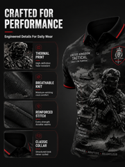 Men's Short-Sleeve Polo Shirt With Vintage Veteran Commemorative Print