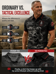 Men's Short-Sleeve Polo Shirt With Vintage Veteran Commemorative Print
