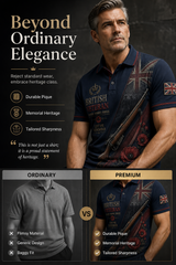 Men's Vintage Military-Style Graphic Short-Sleeve Polo Shirt