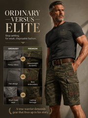 Men's Vintage Military-Style Print Cropped Cargo Pants