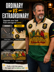 Retro Reggae-Inspired Geometric Casual Waffle-Weave Polo Shirt