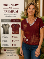Women's Welsh Dragon Printed V-neck T-shirt