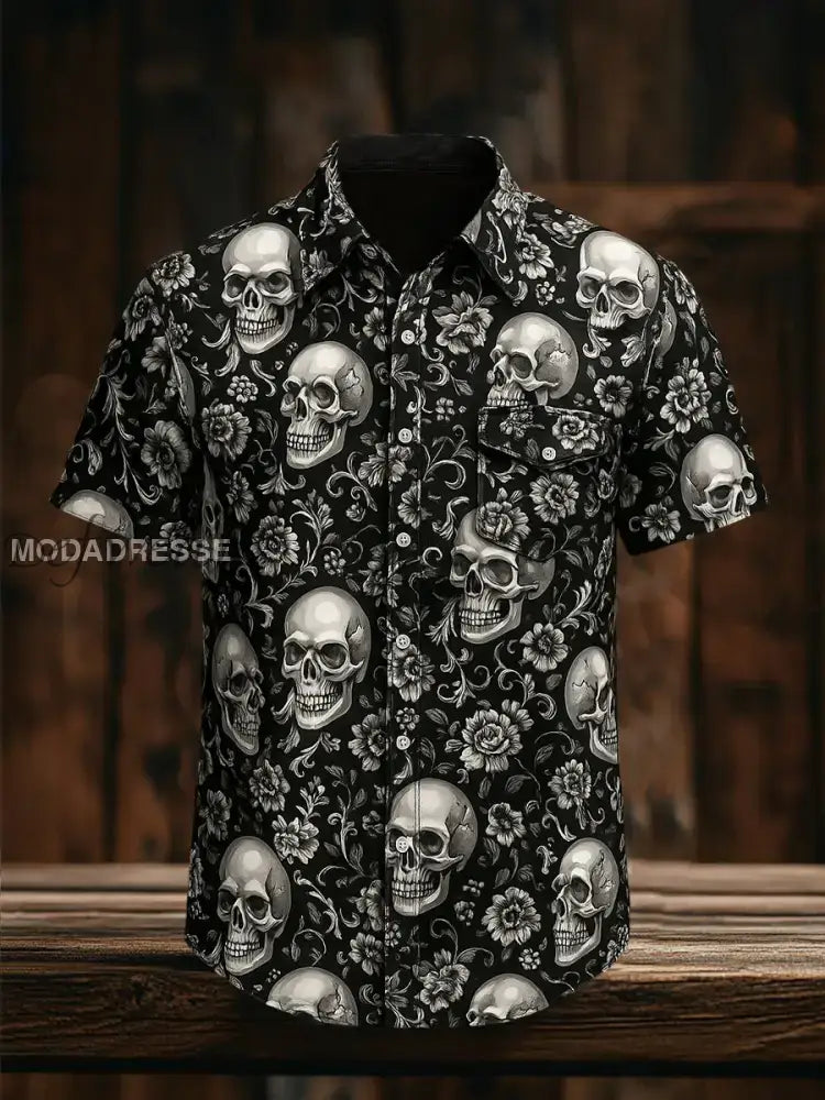 Mäns Retro punk mönster Casual Kort ärm skjjorta A / S Ny Ankomst