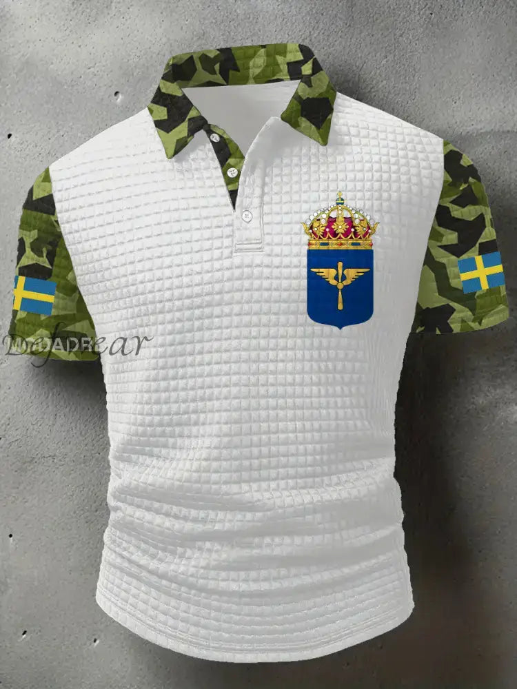 Mäns Sverige Veteran Tryckt polo skjjorta vitt / S Ny Ankomst