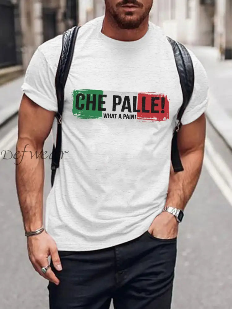 Maglietta italiana maschile ’Che dolore!’ bianco / S