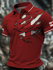 Men’s England Flag Art Printed Casual Tops Red / S
