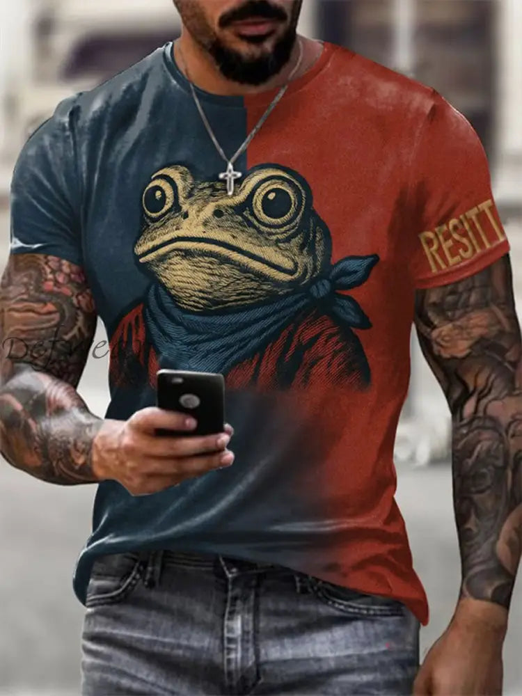 Men’s Frog Resist Short Sleeves T-shirt Blue-Red / S
