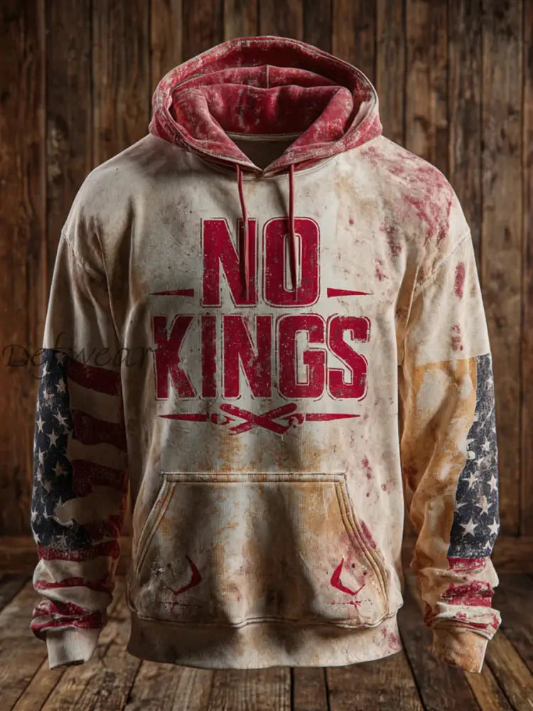 Men’s No Kings Printed Casual Hoodie As picture / S