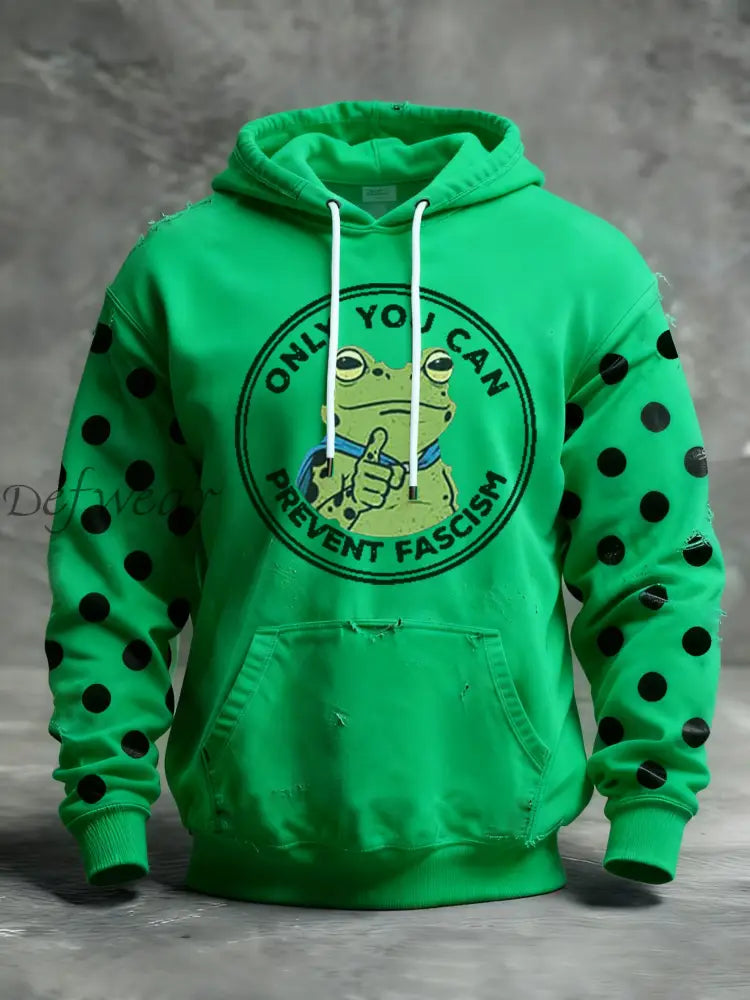 Men’s Only You Can Prevent Fascism Printed Hoodie Green / S