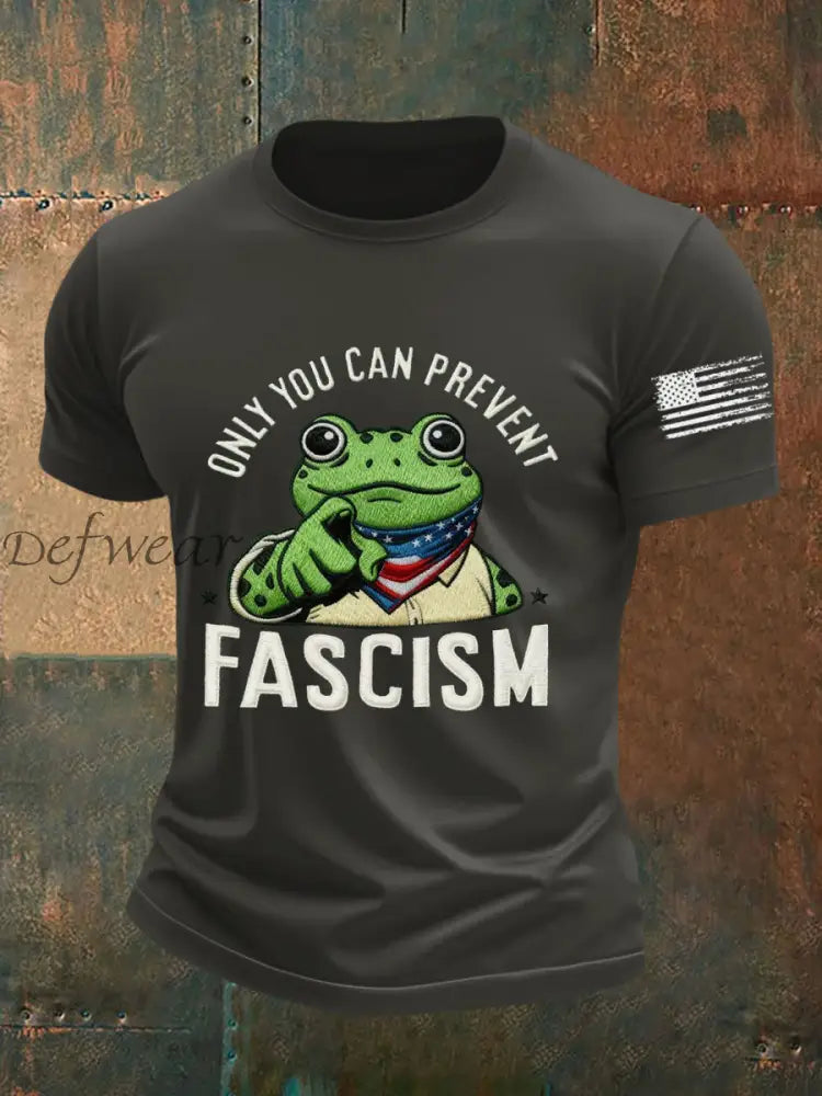 Men’s Only You Can Prevent Fascism Printed T-shirt Dark Gray / S