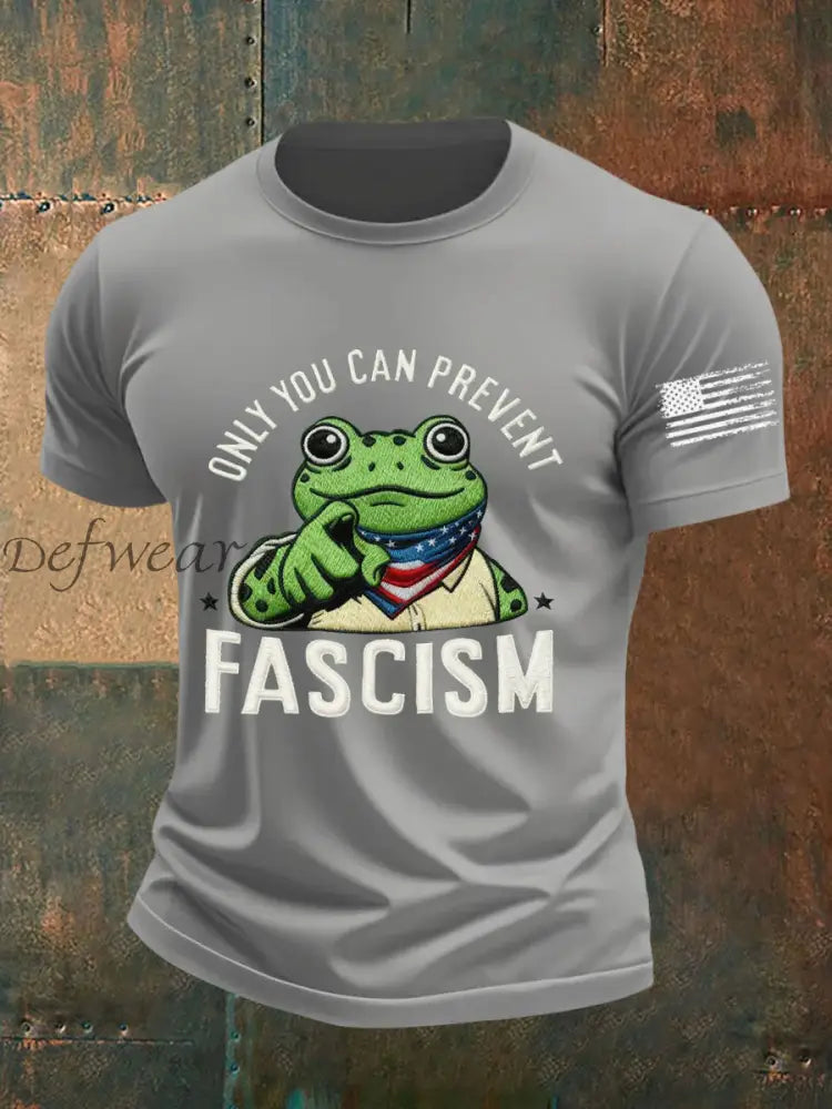 Men’s Only You Can Prevent Fascism Printed T-shirt Light Gray / S