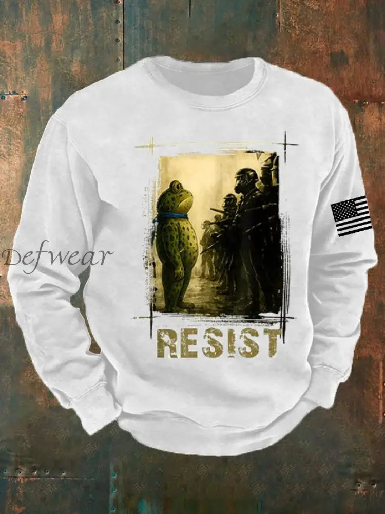 Men’s Retro Resist Frog Crew Neck Sweatshirt White / S