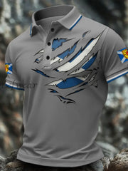 Men’s Scotland Flag Art Printed Casual Tops Light Gray / S