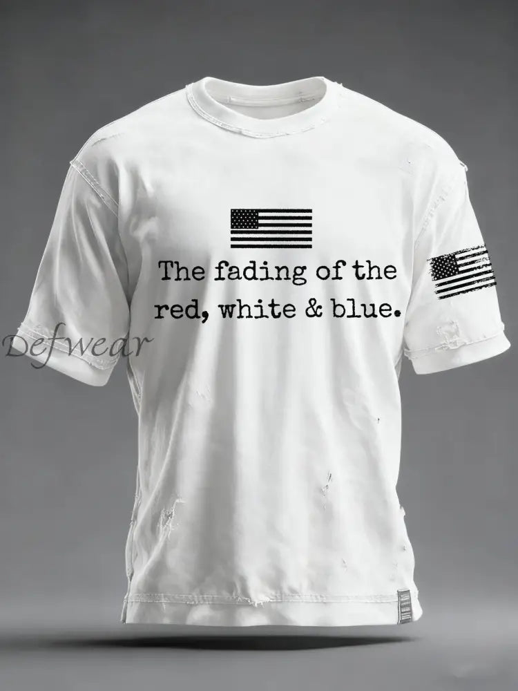 Men’s The Fading Of The Red White And Blue Printed T-Shirt White / S
