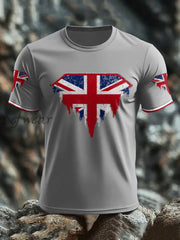 Men’s UK Flag Art Printed T shirt Light Gray / S