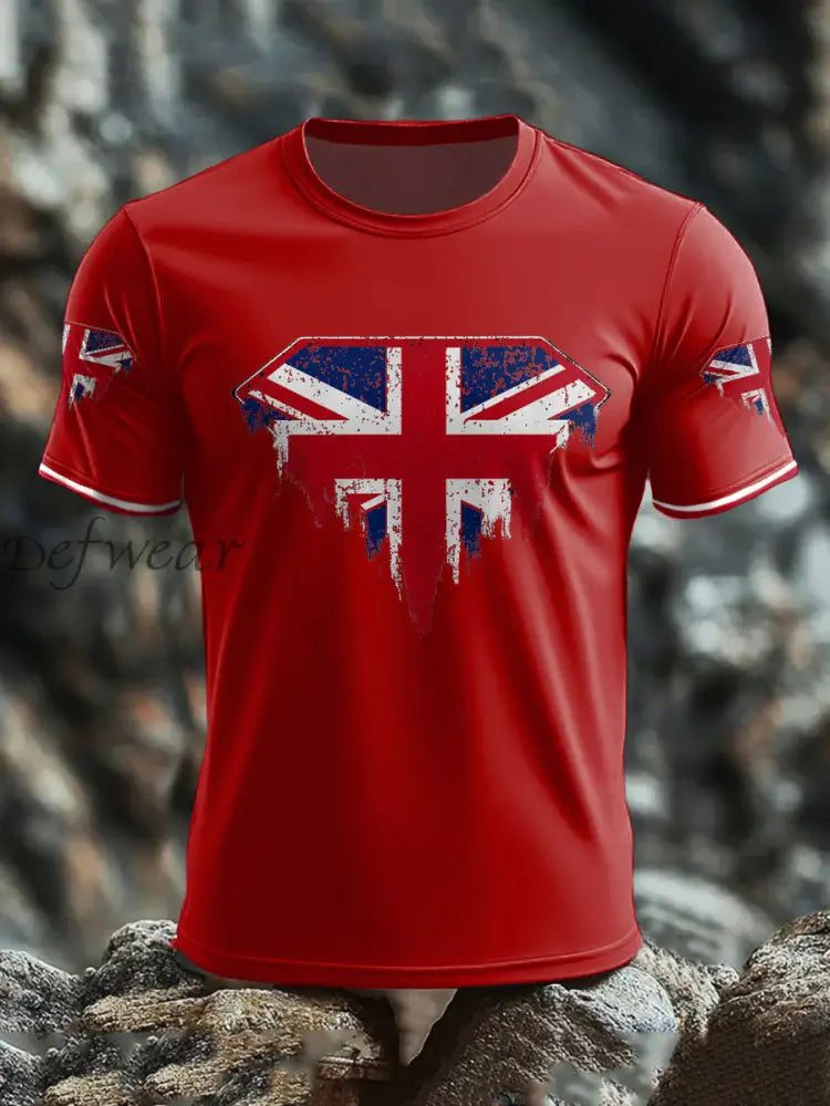 Men’s UK Flag Art Printed T shirt Red / S