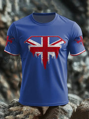 Men’s UK Flag Art Printed T shirt Royal Blue / S