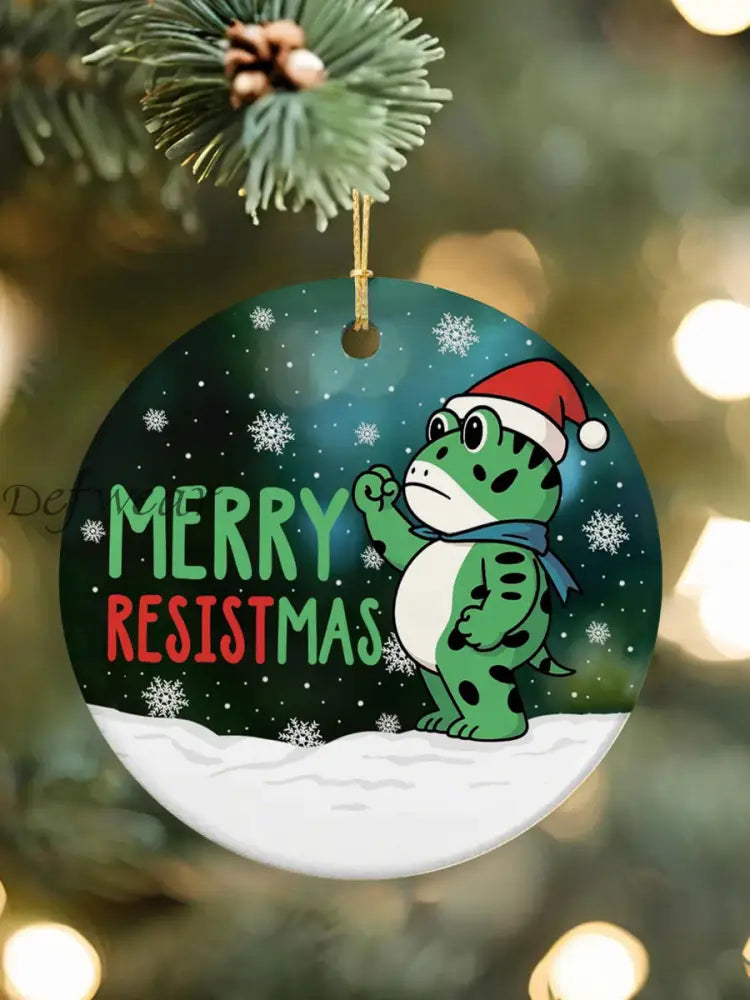 Merry Resistmas Portland Frog Printed Acrylic Decorative Ornament As picture / ONE