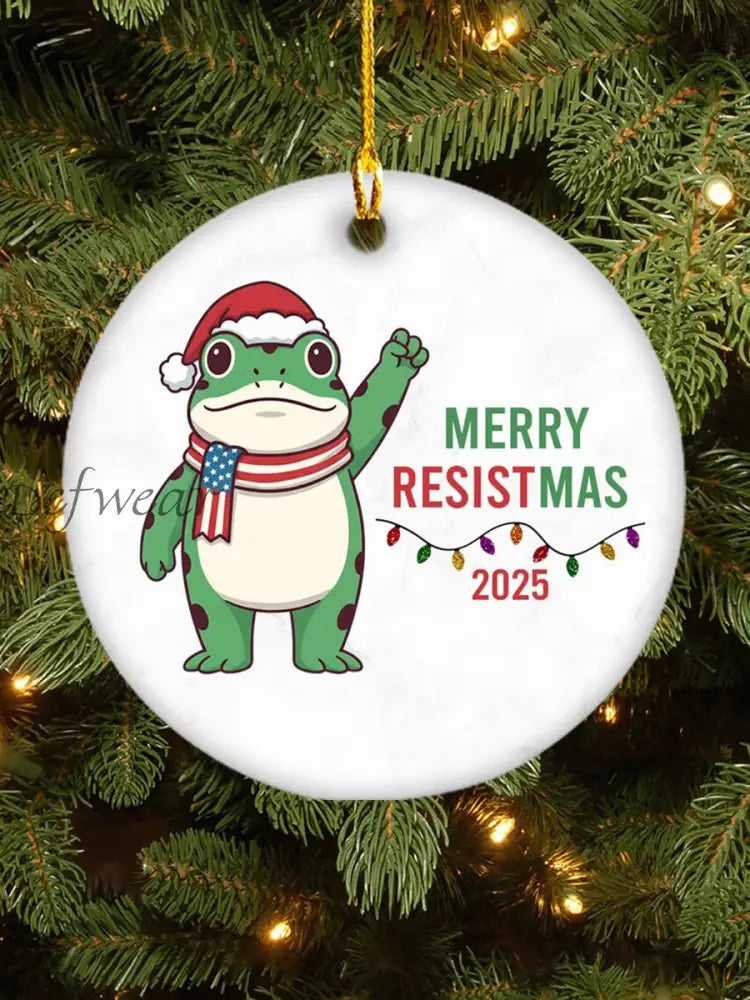 Merry Resistmas Portland Frog Printed Acrylic Decorative Ornament As picture / ONE