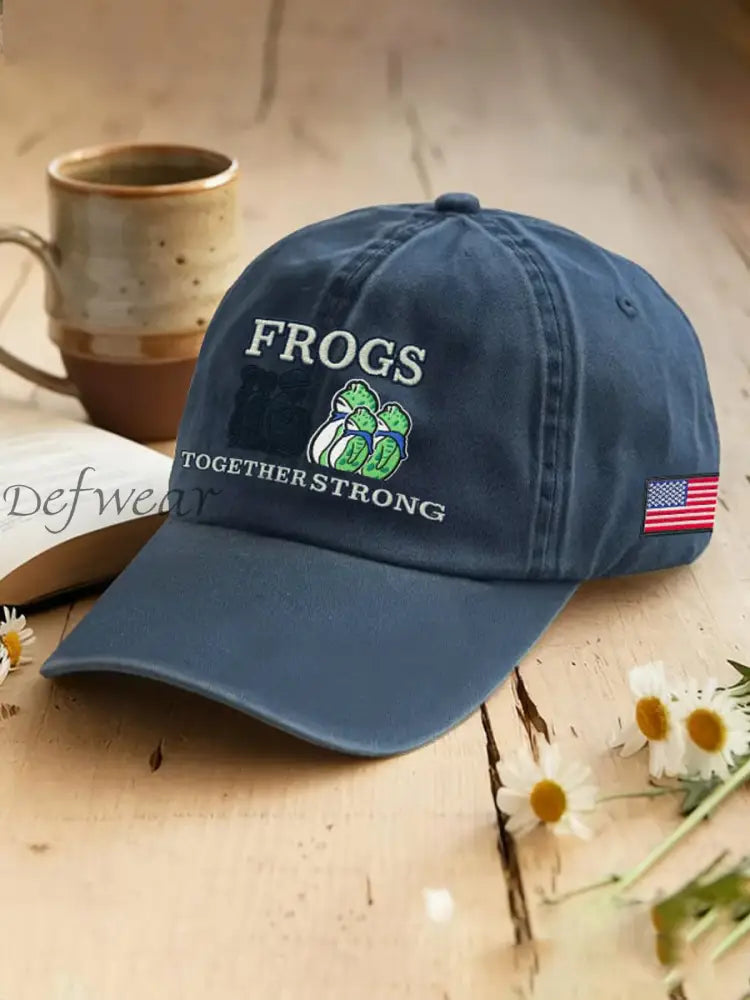 Resist Frog Printed Casual Unisex Hat Blue / ONE
