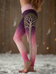 Women's Viking Celtic Knot Tree Of Life Gradient Sports Stretch Leggings