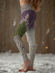 Women's Viking Celtic Knot Tree Of Life Gradient Sports Stretch Leggings