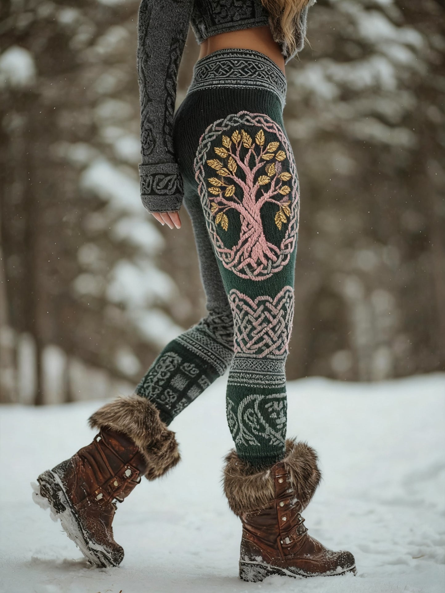 Women's Viking Tree Of Life Pattern Cozy Leggings