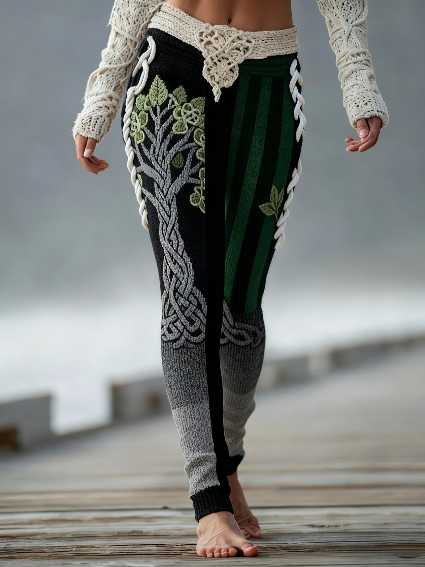 Women's Vintage Viking Celtic Knot Tree Of Life Gradient Sports Stretch Leggings