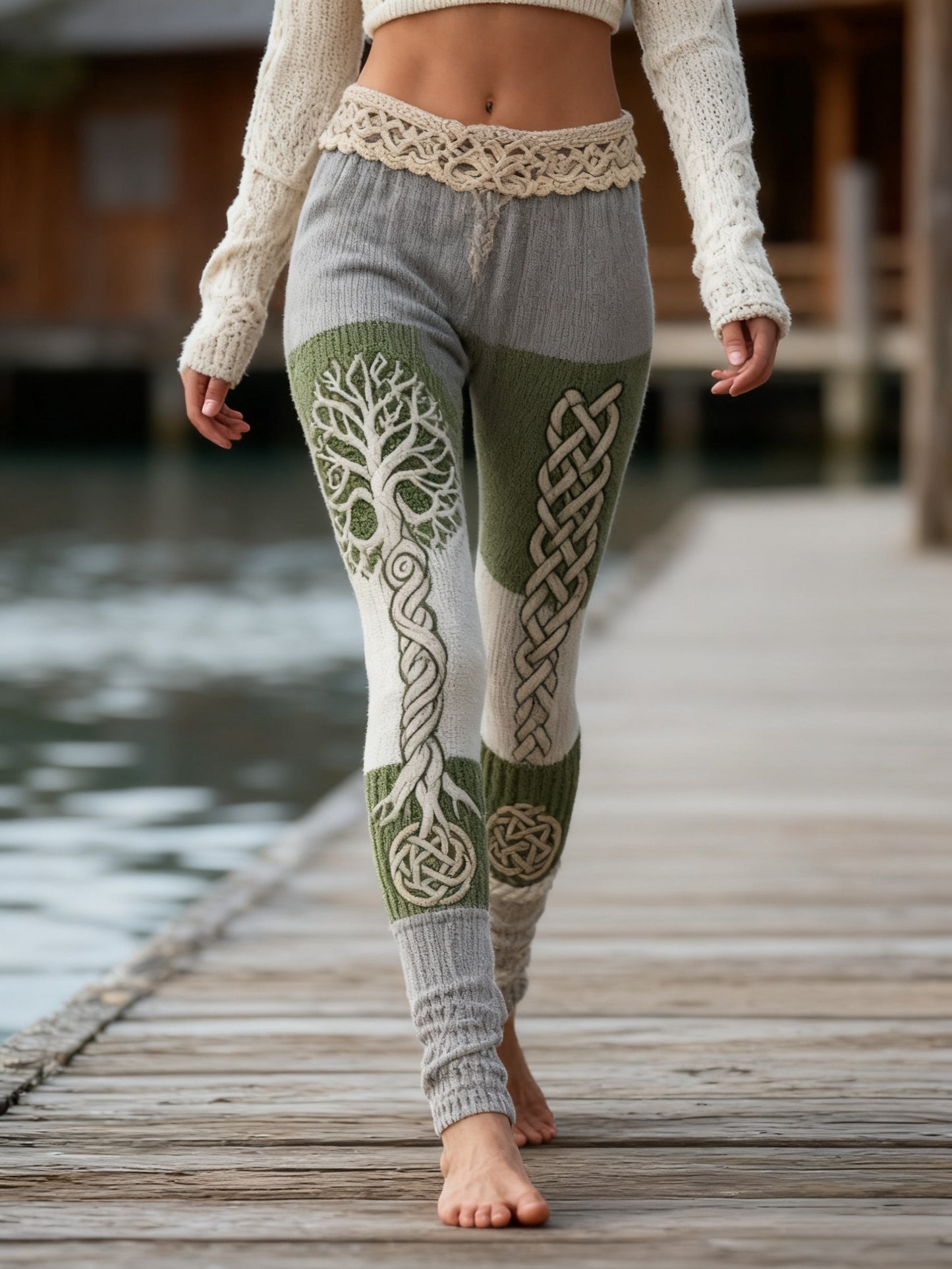 Women's Vintage Viking Celtic Knot Tree Of Life Gradient Sports Stretch Leggings