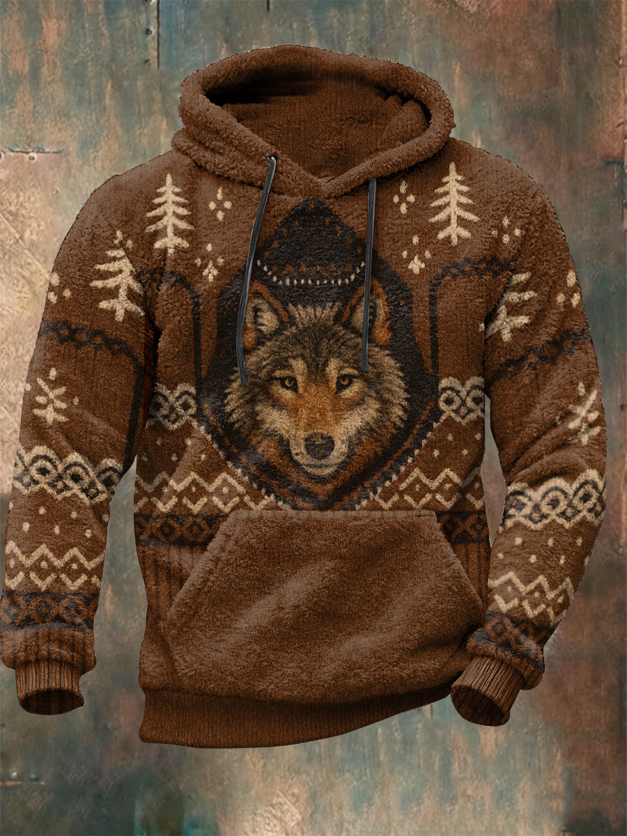 Men's Viking Wolf Plush Hoodie