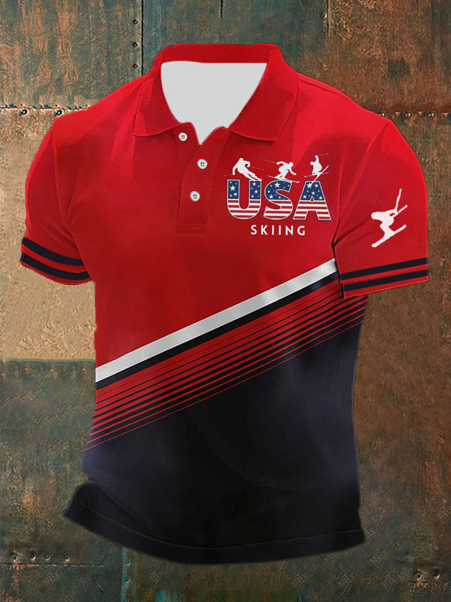 Men's Winter Sports 2026 Skiing Printed Shirt