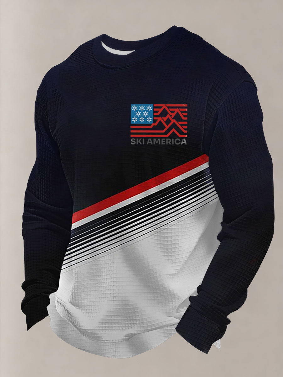 Men's Winter Sports 2026 Ski Printed Waffle Sweatshirt