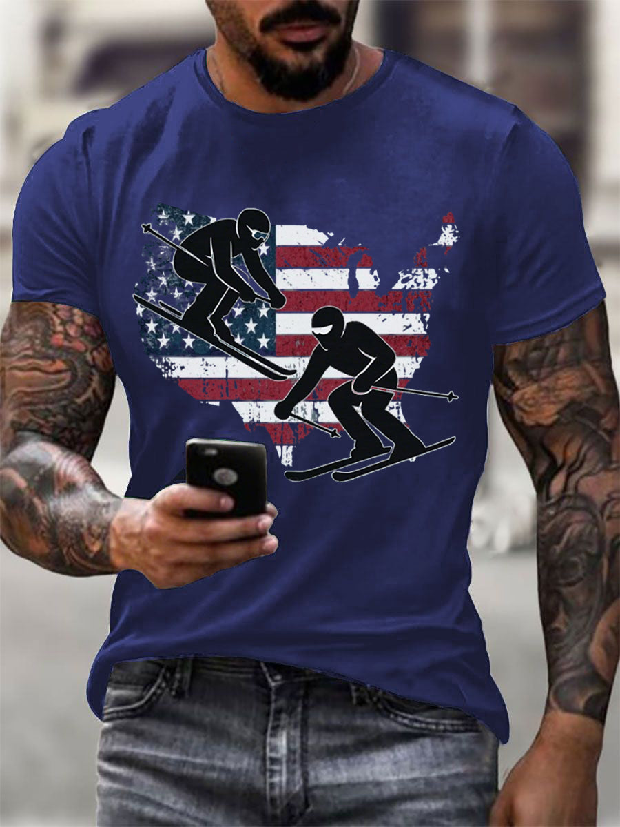 Men's Winter Sports 2026 Ski Printed T-shirt