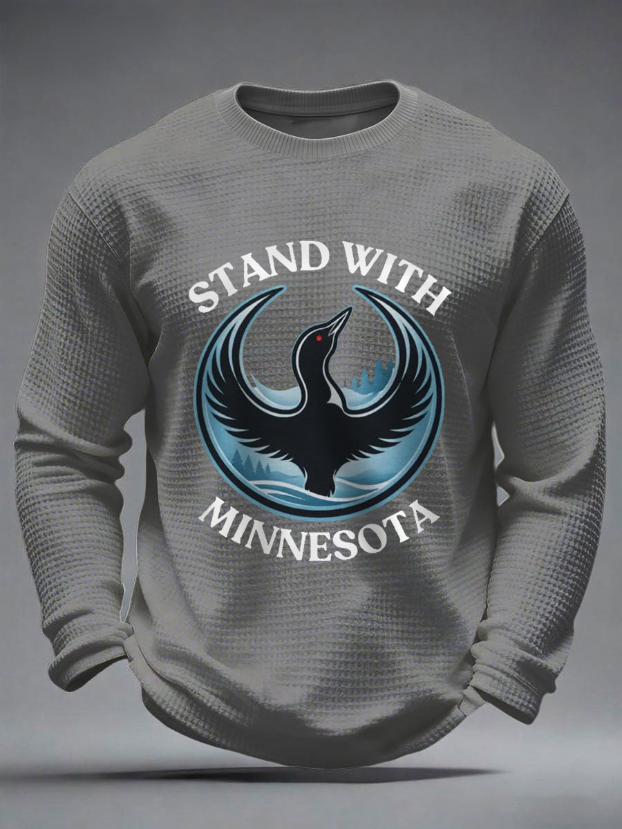 Men's Stand With Minnesota Abolish Ice Waffle Long Sleeve T-Shirt