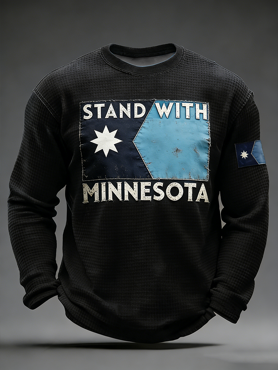 Men's Stand With Minnesota Waffle Long Sleeve T-Shirt