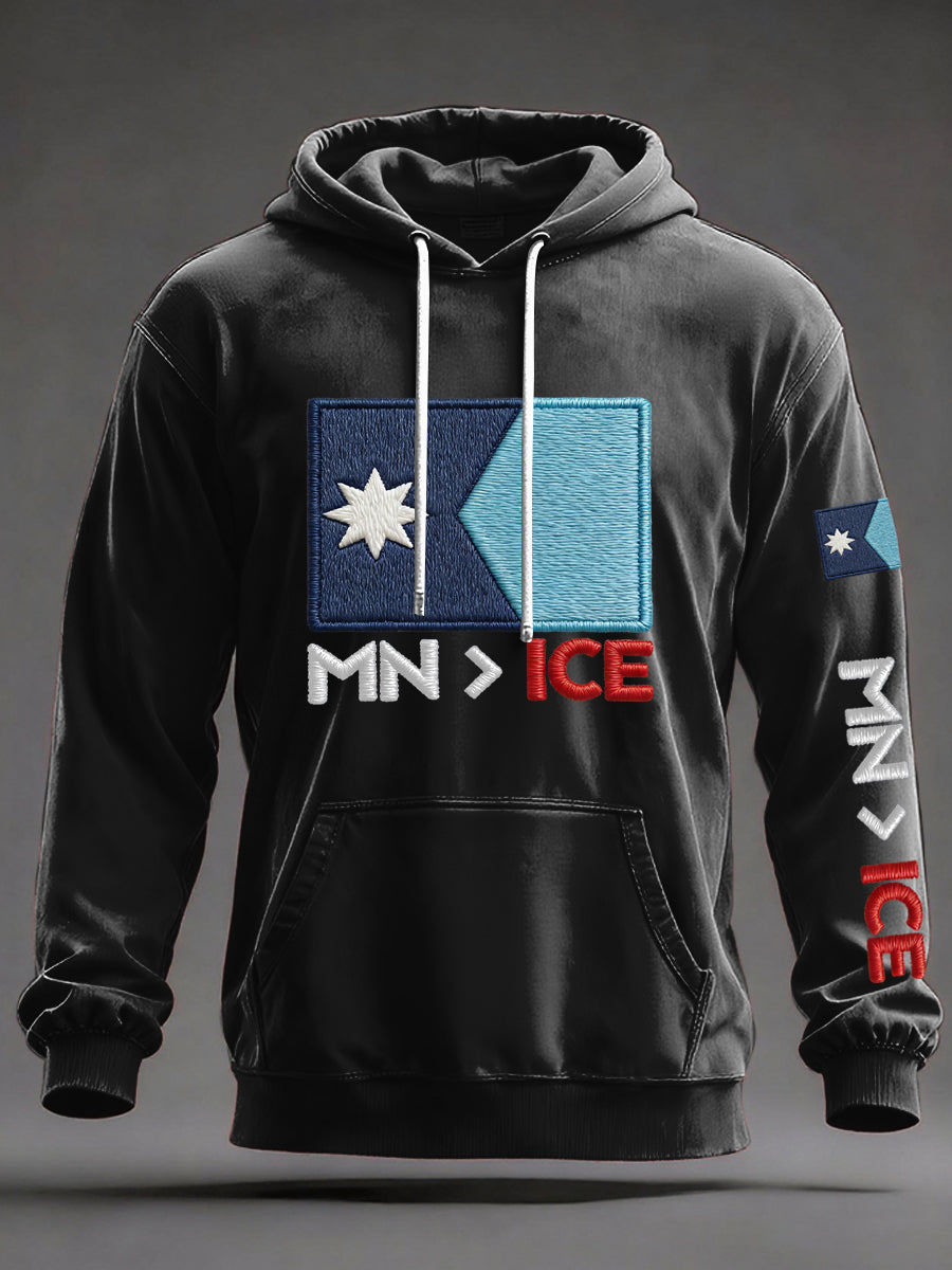 Men's Minnesota No ICE Oversized Drop-Shoulder Hoodie with Pockets