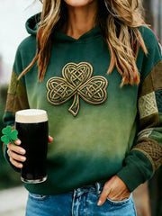 Women's St. Patrick's Day Celtic Knot Shamrock Print Casual Hoodie