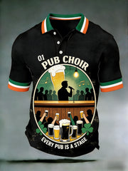 Men's Retro St. Patrick's Day Irish Pub Beer Waffle Short Sleeves T-shirt
