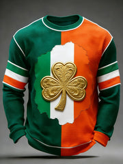 Men's Retro St. Patrick's Day Art Waffle Long-Sleeved Top