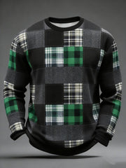 Men's St. Patrick's Day Tartan Patchwork Printed Sweatshirt