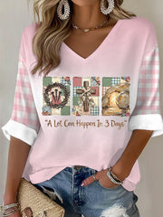 Women's Christian Easter V-neck Waffle T-shirt