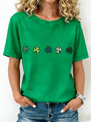 Women's St. Patrick's Day Shamrock Print T-Shirt