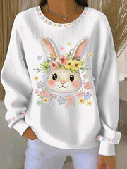 Women's Easter Bunny Art Print Casual Sweatshirt
