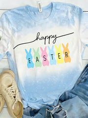 Women's Easter Bunny Animal Printed Vintage Fashion Loose Short Sleeve T-Shirt