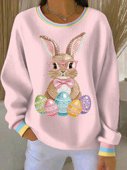 Women's Easter Bunny Art Print Casual Sweatshirt