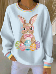 Women's Easter Bunny Art Print Casual Sweatshirt